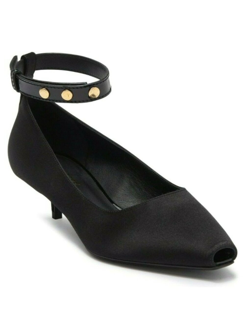 Burberry Women's Black Satin Peep Toe Kitten Heel Pump Shoes Black Size 38, US 8
